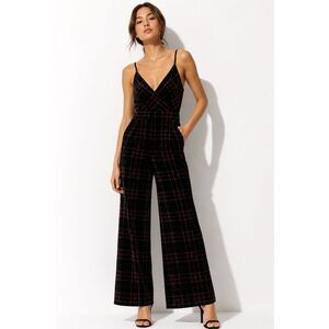 J. Crew Tartan Plaid Velvet Wide Leg Holiday Evening Preppy Jumpsuit Size 12